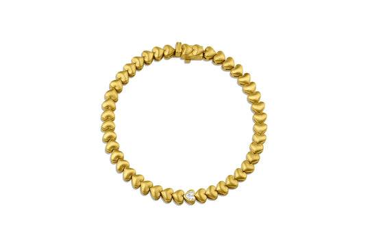Heart Shape Tennis Bracelet - Single Heart Shape Diamond