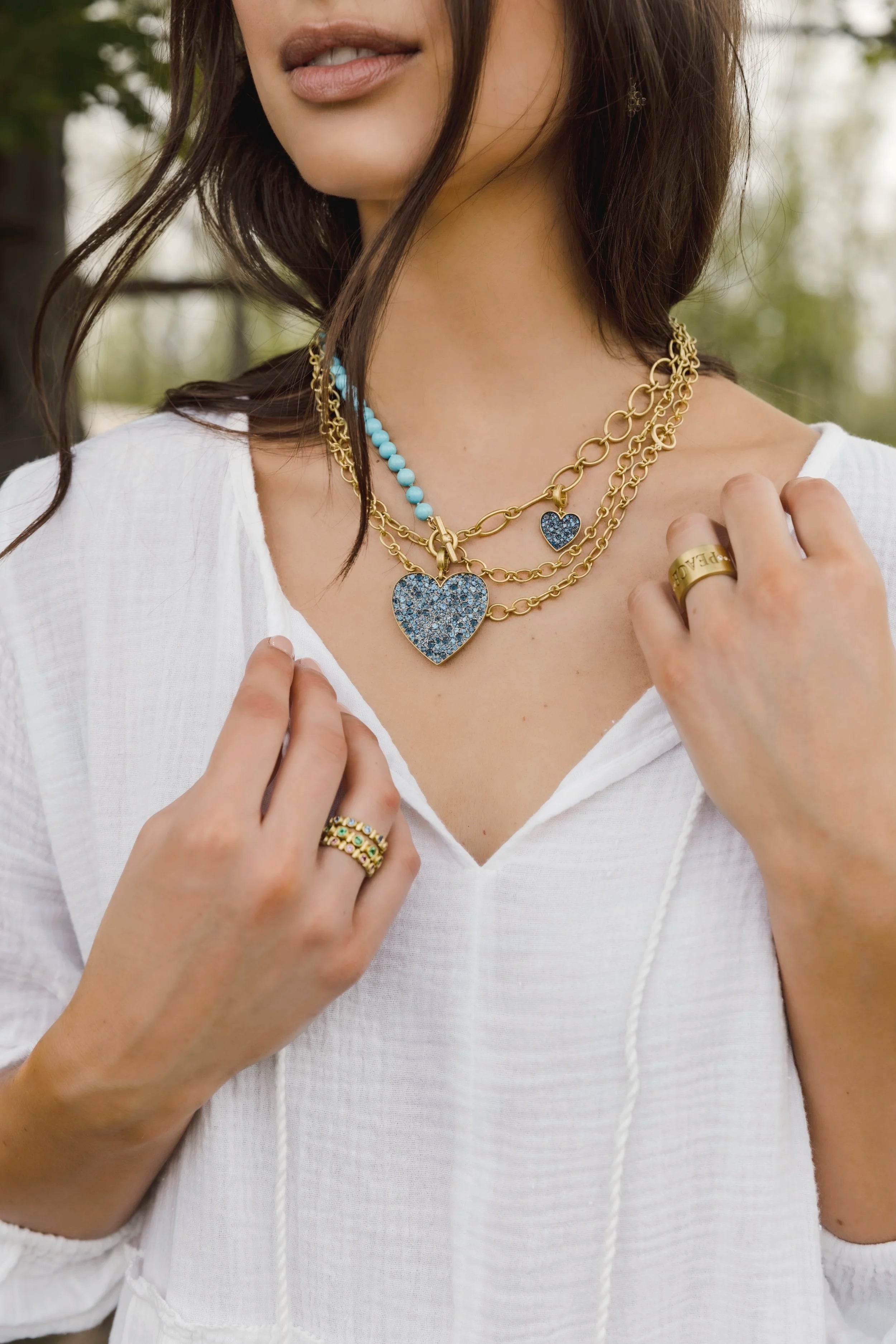 Large Heart Pendant - Blue Sapphire