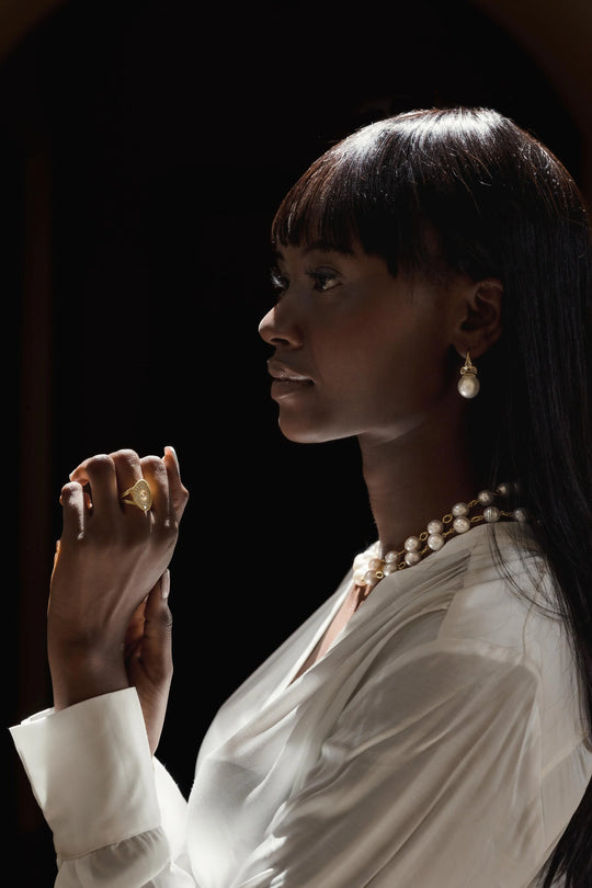 Amani Pavé with Rose Cut Shield Ring - Diamond