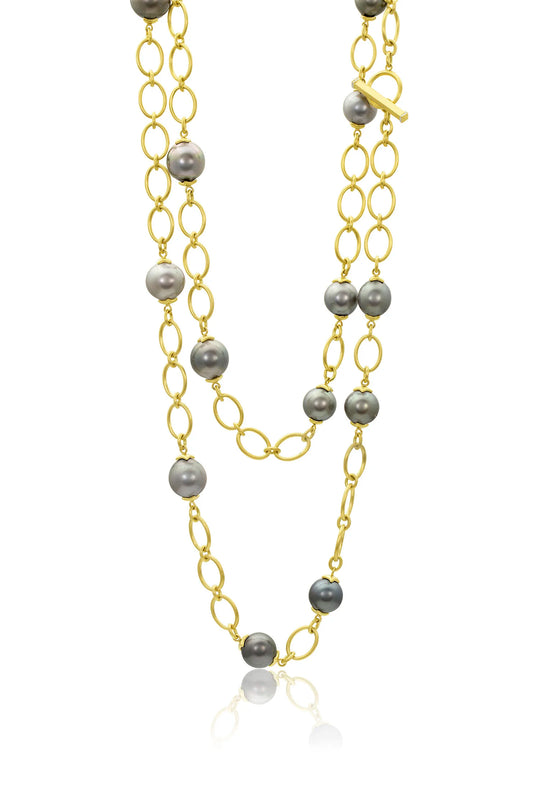 Bahari Link Chain Necklace - Tahitian Pearl