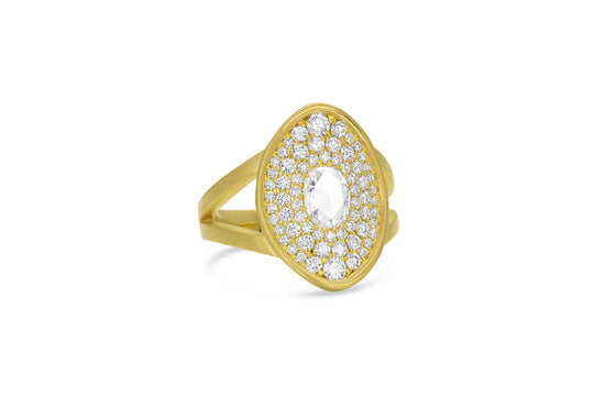 Amani Pavé with Rose Cut Shield Ring - Diamond