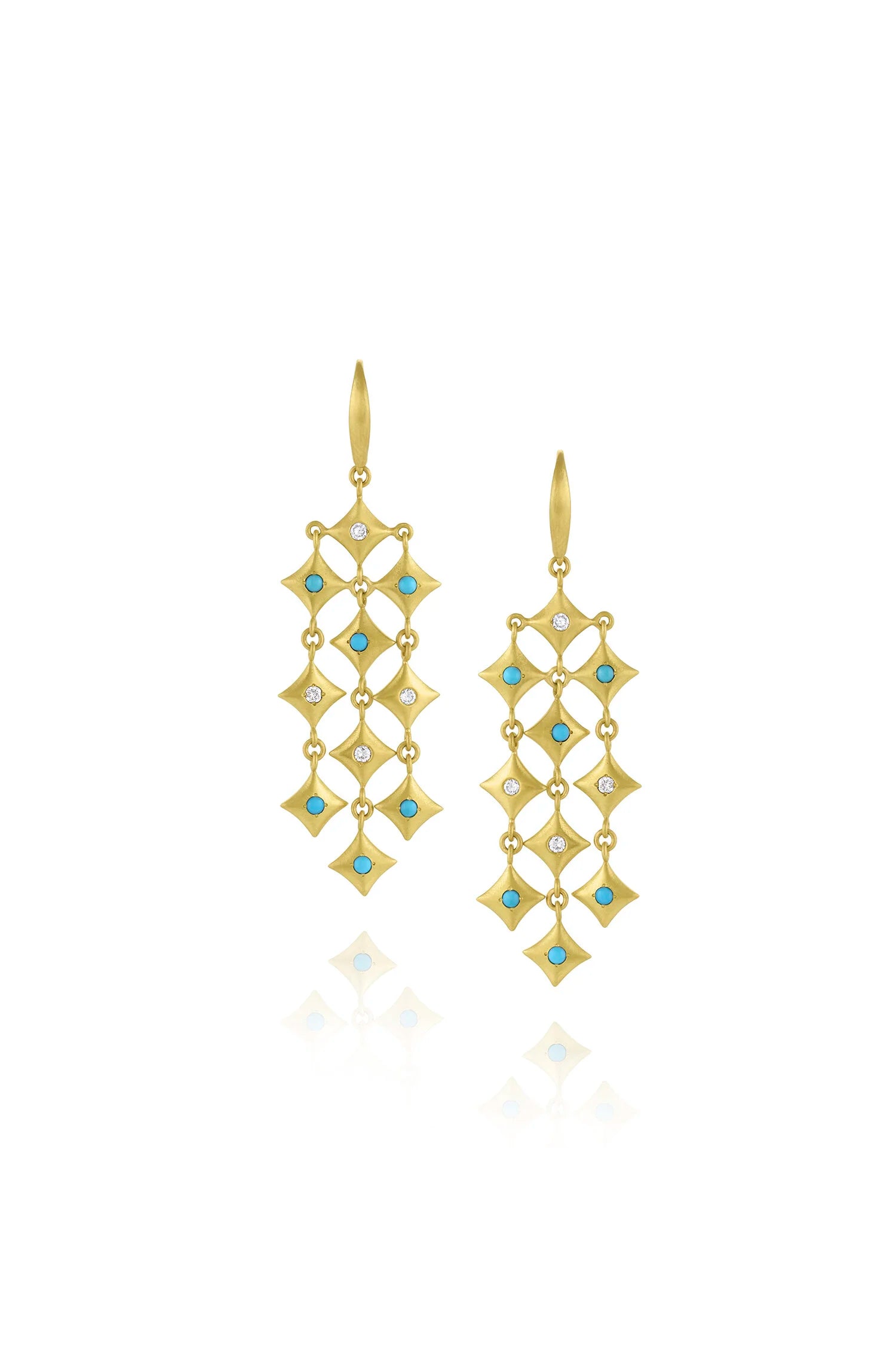 Bahari Star Chandelier Earrings - Diamond & Turquoise