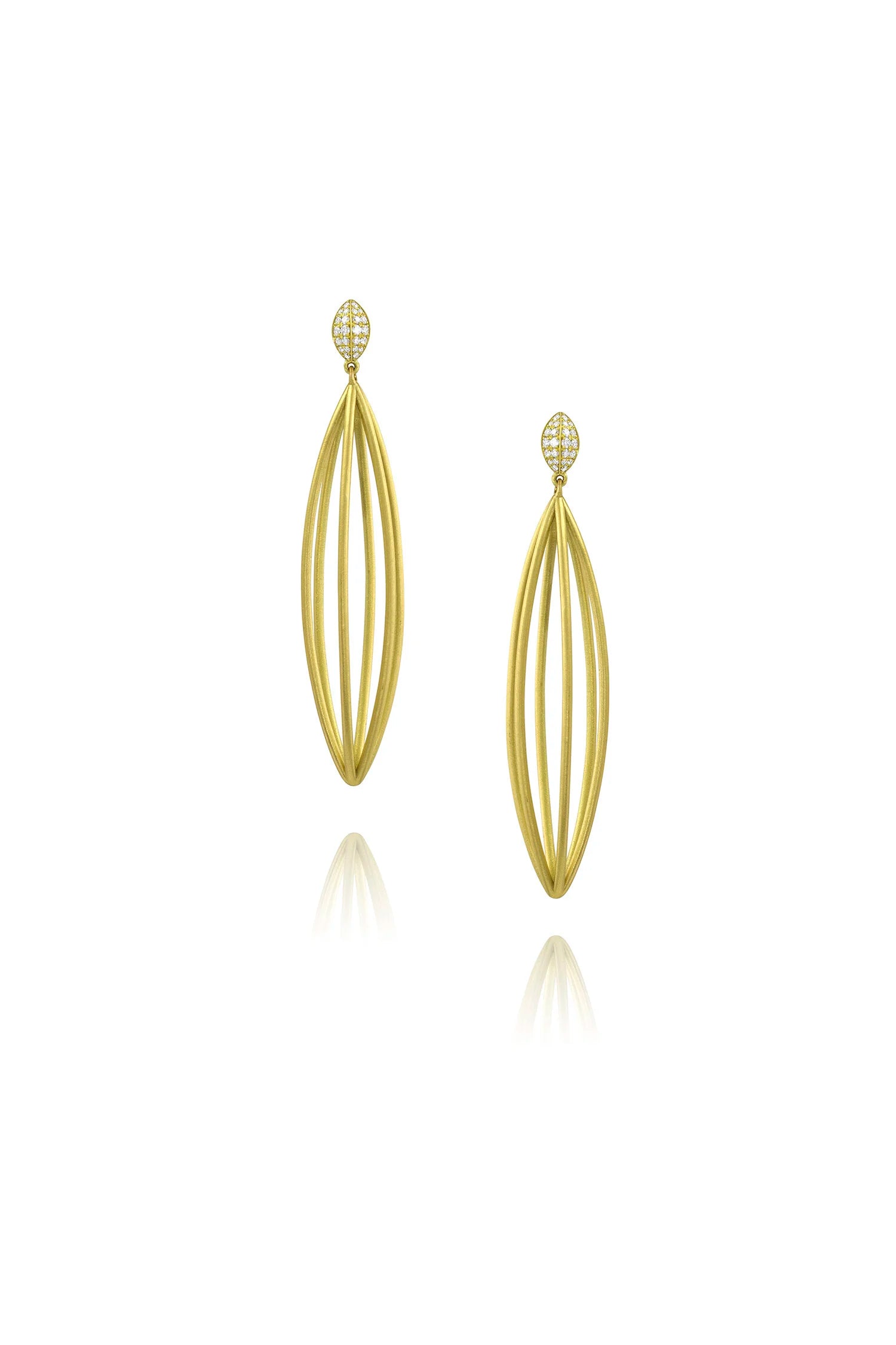 Ulaini Long Marquis Earrings with Pavé
